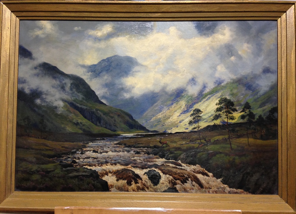 § George Melvin Rennie (Scottish, 1874-1953) Red Deer in the Cairngorms signed lower left "Geo. - Image 2 of 7