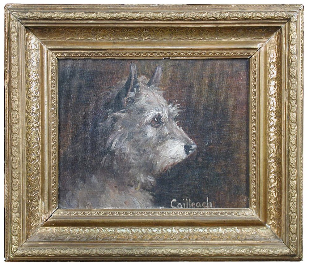 § Agnes Hilda Coates (British, 1877 - 1957) Study of "Cailleach", a Skye Terrier oil on artist's