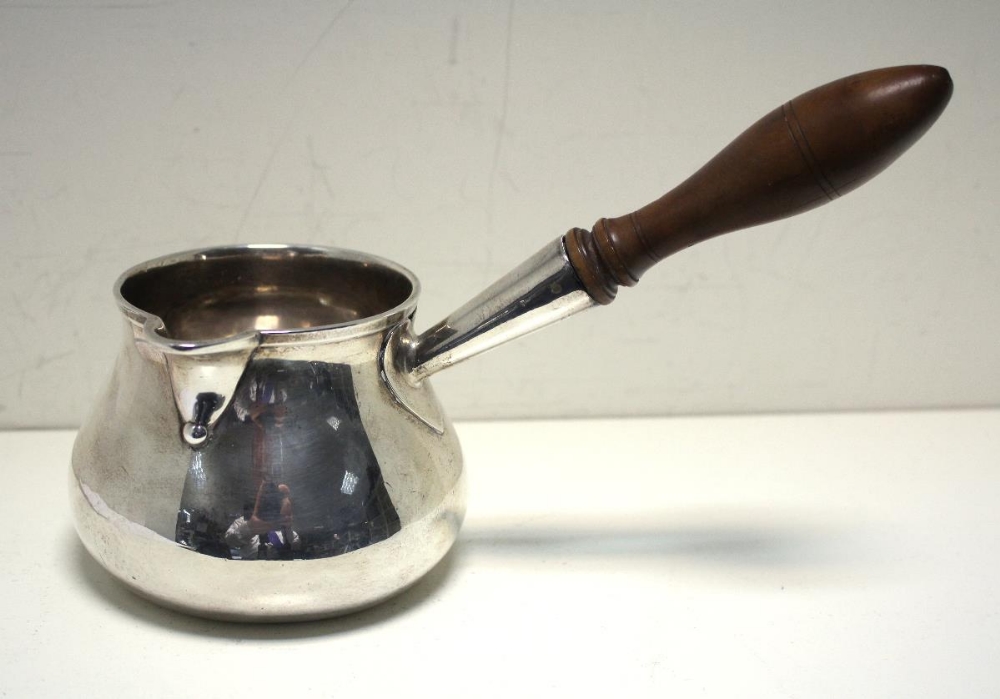 A George III silver brandy saucepan, by Charles Wright, London 1773, of plain baluster form with - Image 2 of 4