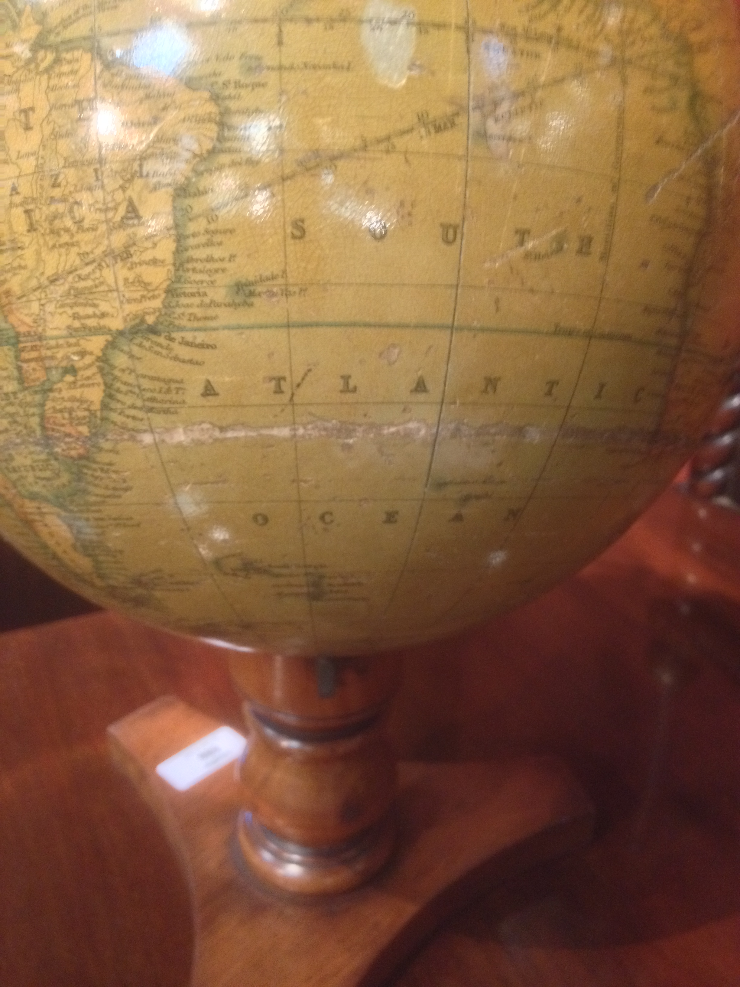 A Thomas Malby 8 inch terrestrial table globe, circa 1848, on a turned walnut tripod base 36cm ( - Image 4 of 5