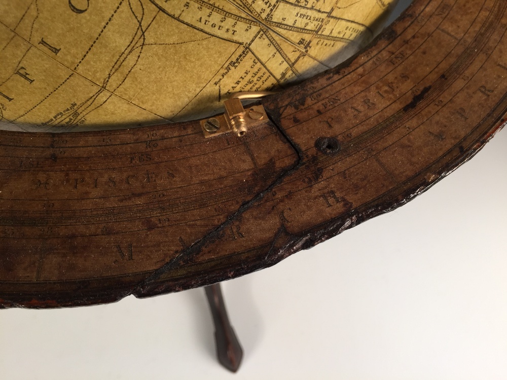 A Bastien terrestrial library globe, modern, on a Regency style mahogany stand with brass casters, - Image 5 of 5