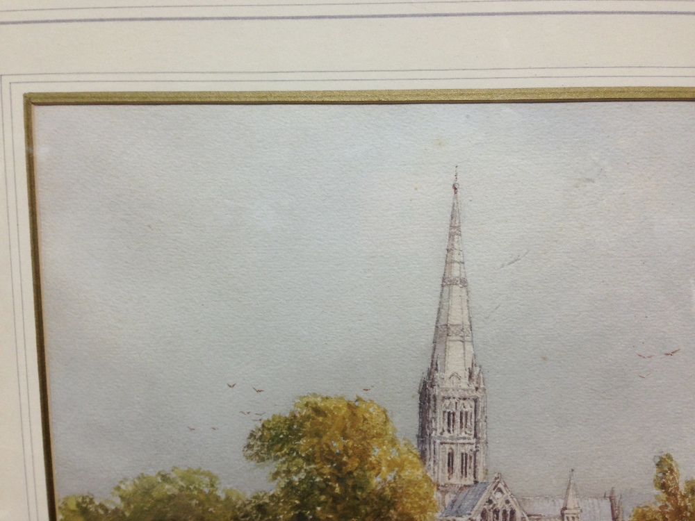 William Bennett (British, 19th Century) Salisbury Cathedral signed lower left "W Bennett" - Image 5 of 9