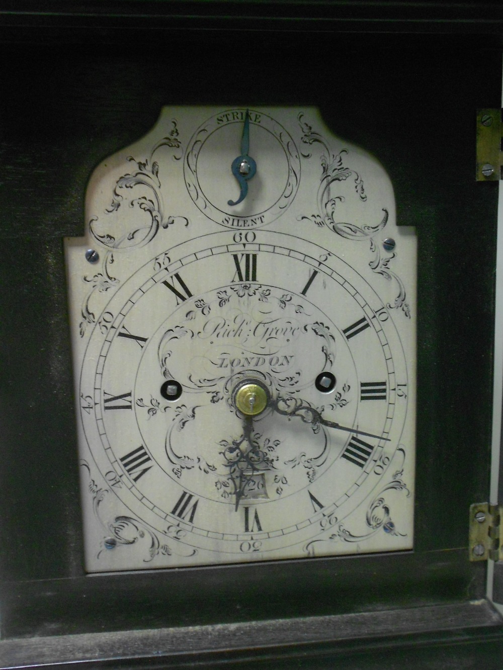 Richard Grove, London, a good small George III ebonised verge bracket clock with pull repeat, the - Image 2 of 10