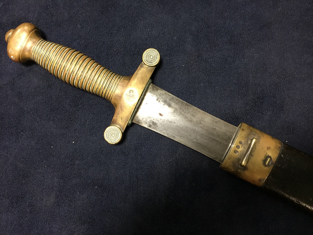 A French Roman style side arm, with bronze regulation grip and 48.5cm (19in) straight blade, with - Image 4 of 9