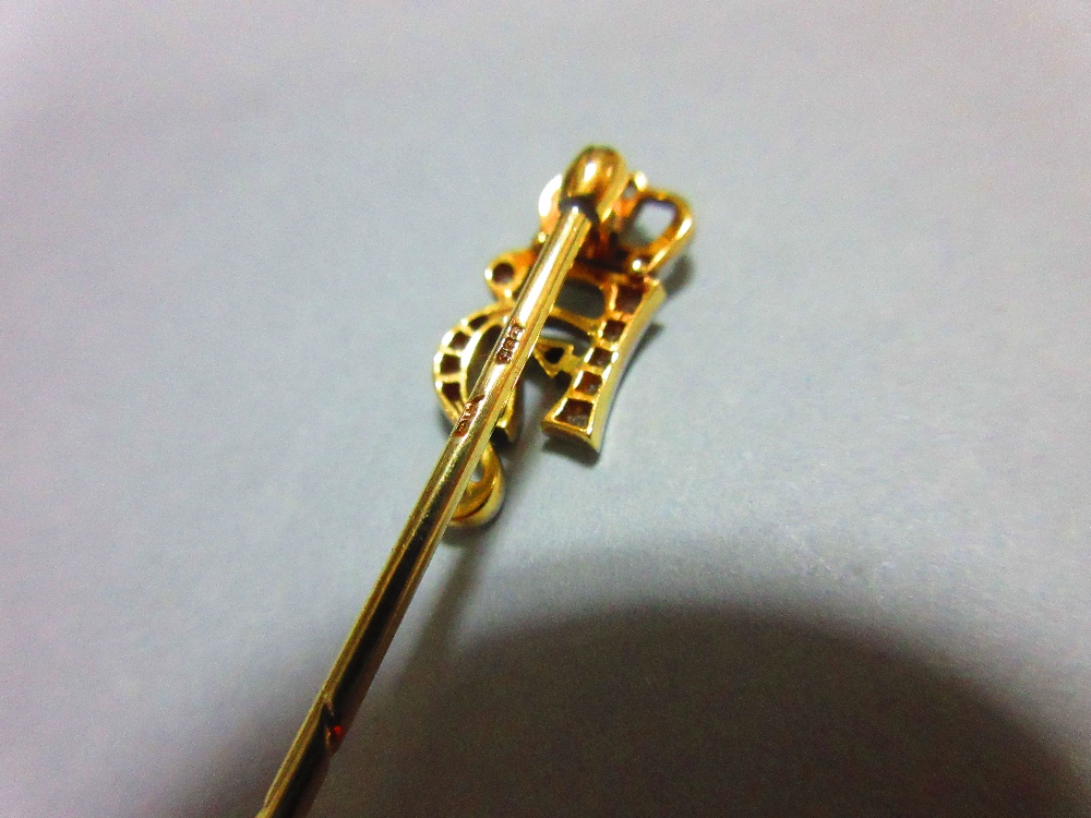 A 19th century diamond stick pin from the royal House of Hesse, the crown and stylised H set with - Image 5 of 5