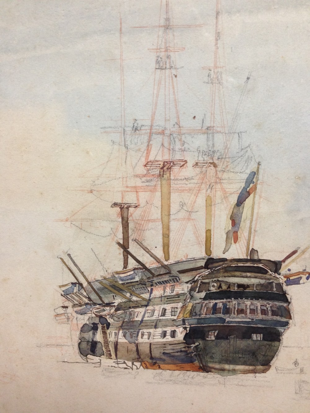 William Hawkesworth (British, 1853-1935) River landscape, 26 x 37cm; HMS Victory, 30 x 37cm; Harbour - Image 8 of 11