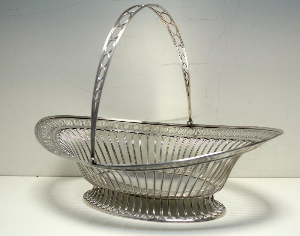 A George III silver cake basket, by Luke Proctor & Co, Sheffield 1792, of oval shape, the body and - Image 2 of 5