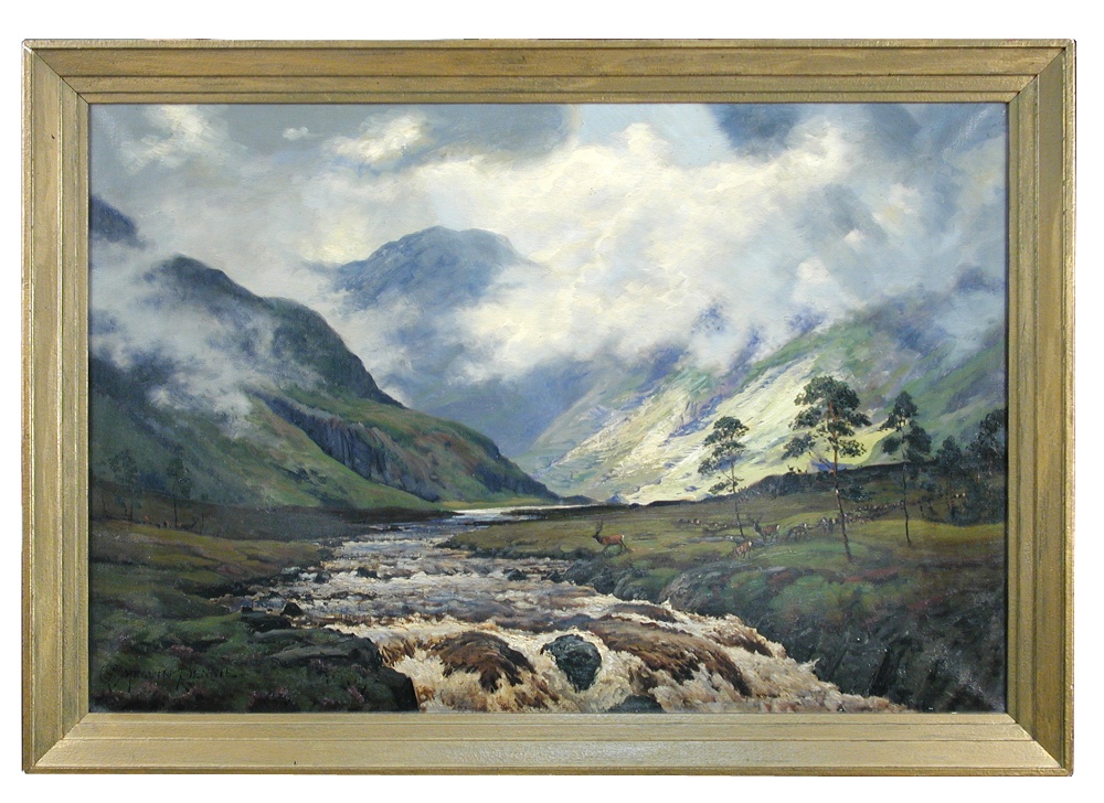 § George Melvin Rennie (Scottish, 1874-1953) Red Deer in the Cairngorms signed lower left "Geo.