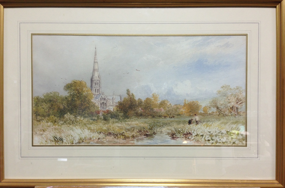 William Bennett (British, 19th Century) Salisbury Cathedral signed lower left "W Bennett" - Image 2 of 9