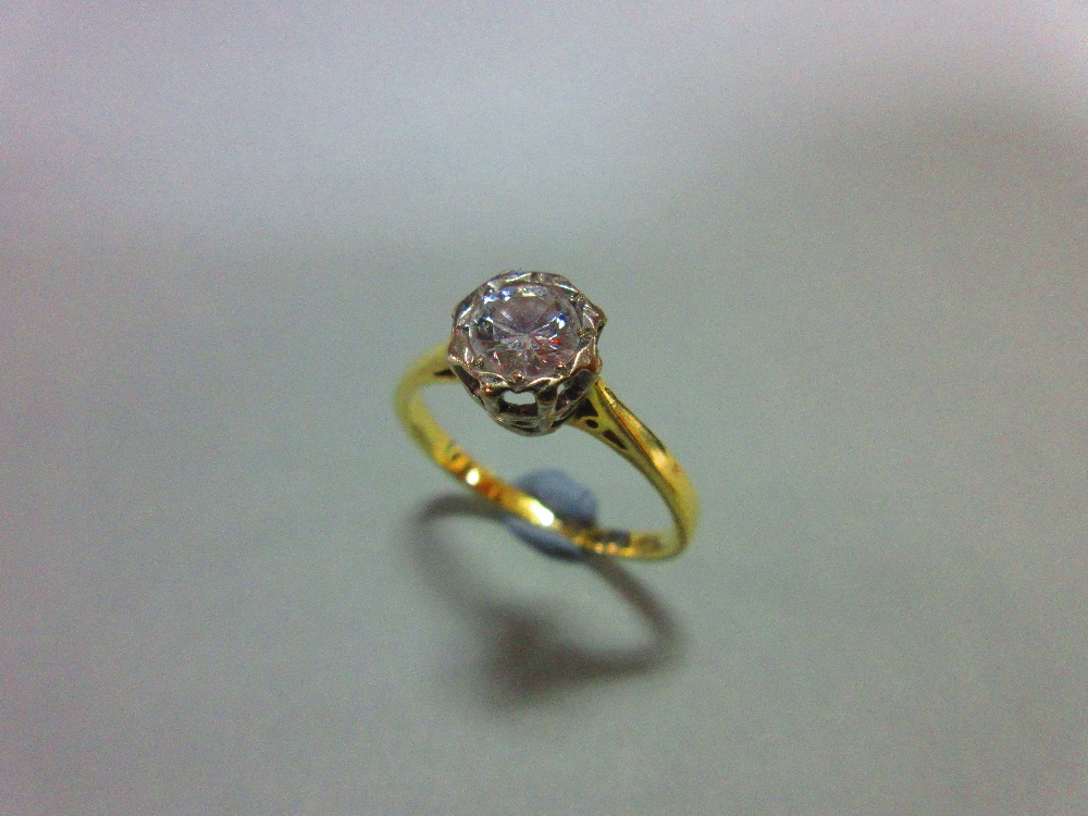 A single stone diamond ring, the illusion set round brilliant cut diamond, estimated weight 0.40cts, - Image 2 of 4