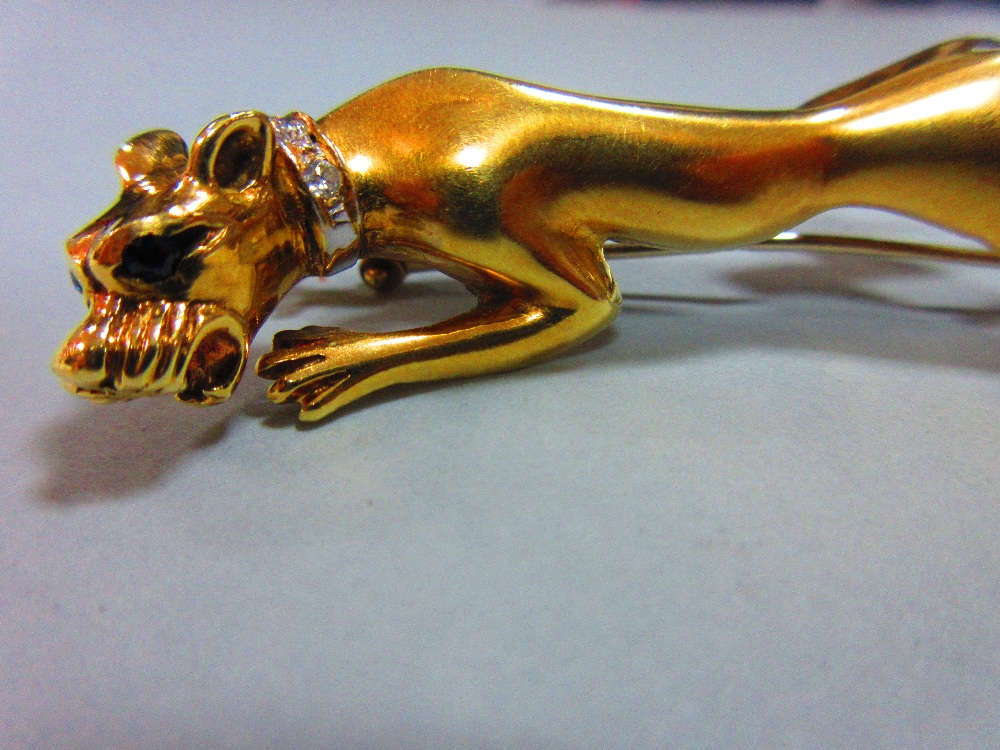 A gemset panther brooch, the realistically modelled sleek, stalking and snarling big cat, with a - Image 4 of 6