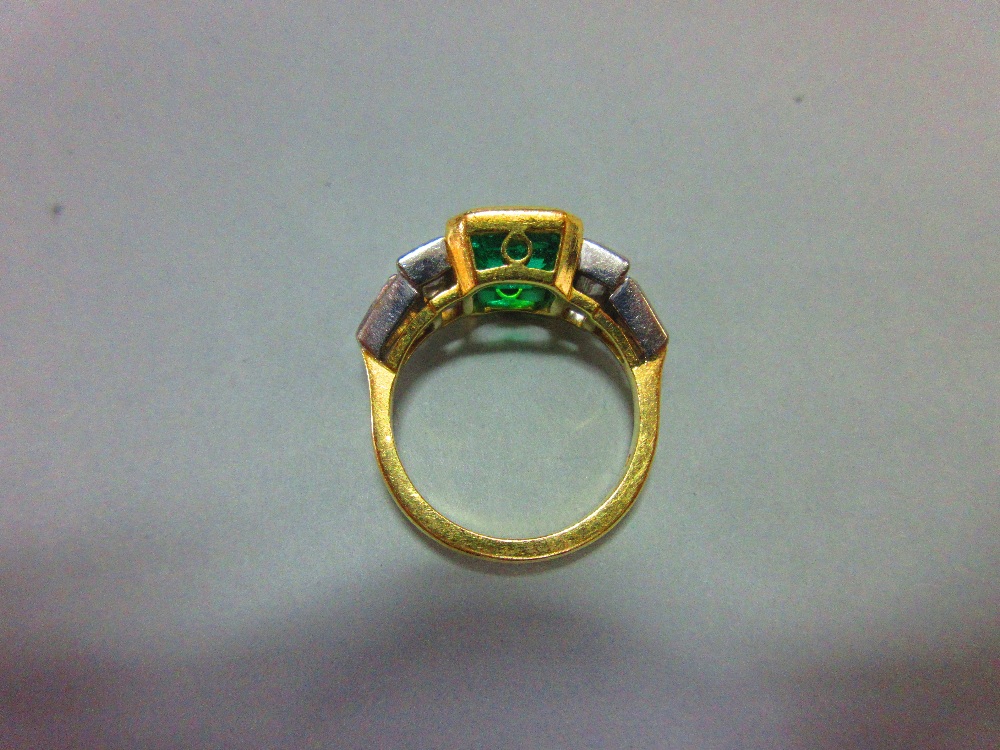 An 18ct gold emerald and diamond ring by Theo Fennell, the near-square emerald cut emerald, - Image 5 of 8