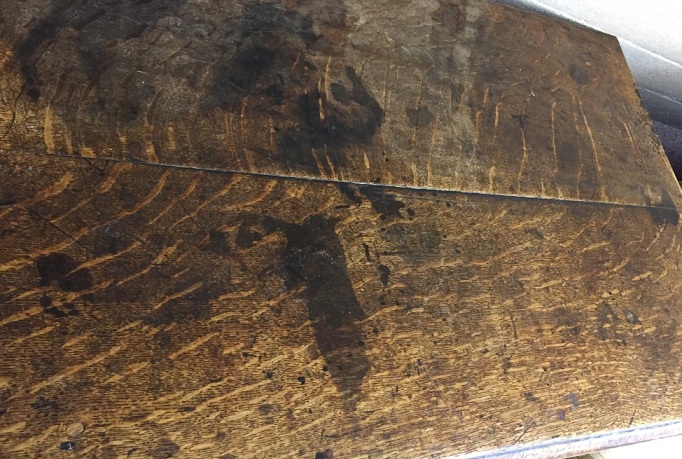 A late 17th century oak side table, fitted a single drawer with panel moulded front, brass ring - Image 2 of 3