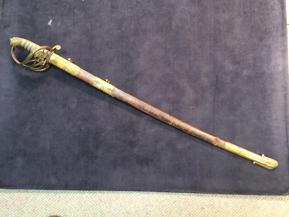 A Victorian officer's sword by Mole, with undecorated blade, pierced guard with cipher in a - Image 5 of 5