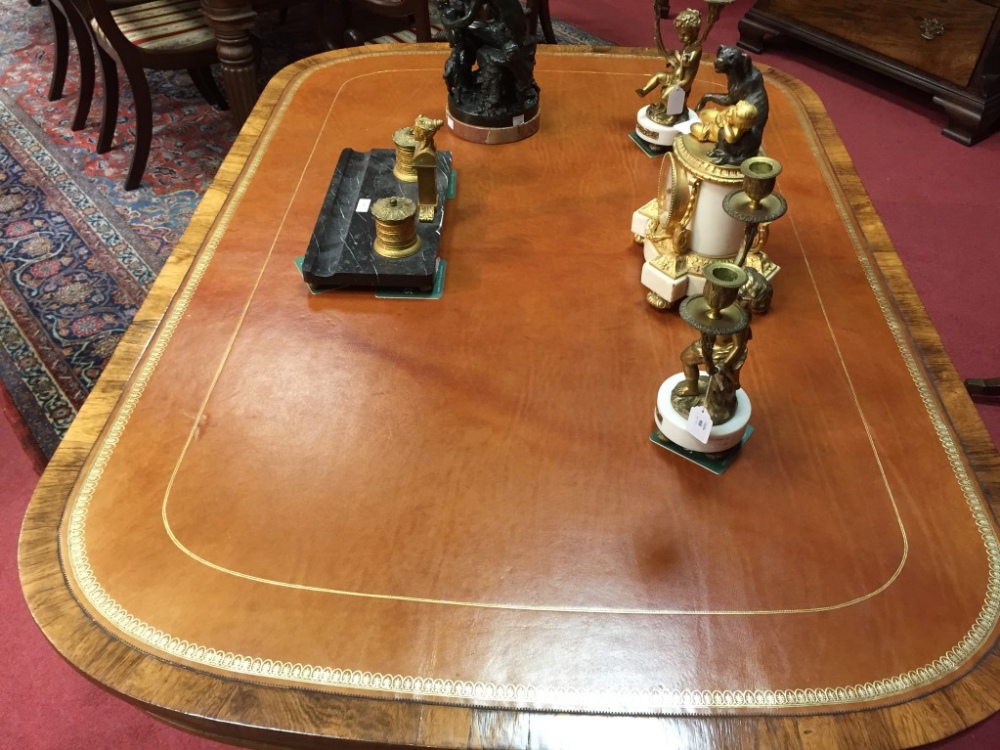 A George IV rosewood library table, leather lined top, fitted two blind frieze drawers, on reeded - Image 4 of 5