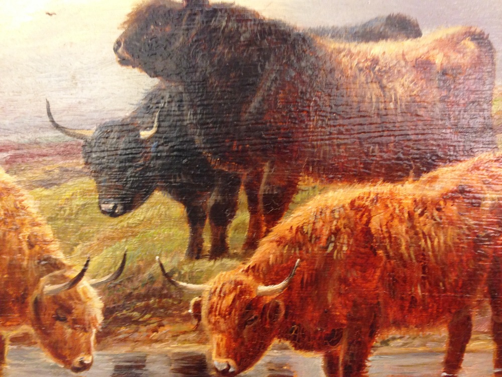 Robert Watson (British, 1865-1916) Highland Cattle signed and dated lower right "R Watson 1887" with - Image 3 of 6