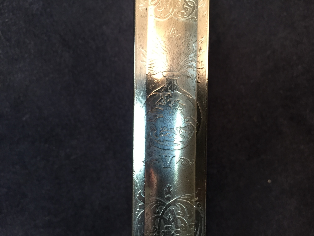 A 19th century officer's sword by Thurkle, the blade decorated with Northumberland V Fussiliers - Image 7 of 8