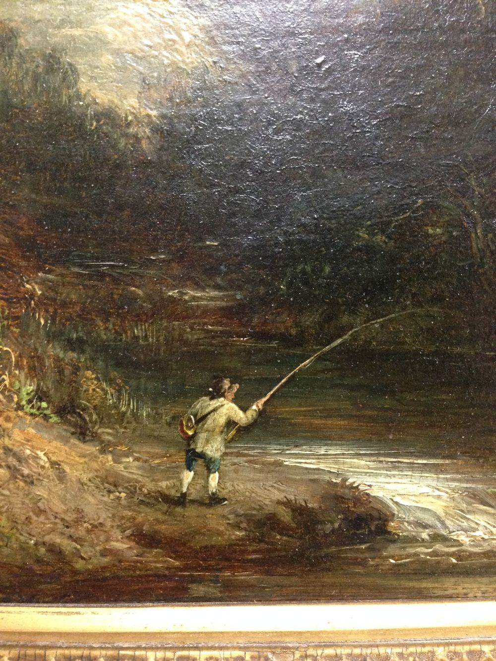 Patrick Nasmyth (English, 1787-1831) A fisherman fishing watched by a walker on a track oil on panel - Image 3 of 7