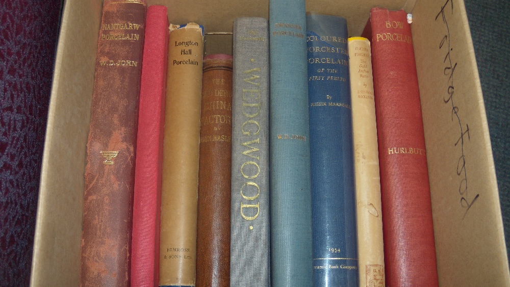 Eleven volumes on British ceramics, WD John, Nantgarw, 1948, Swansea, 1958 and Old English Lustre