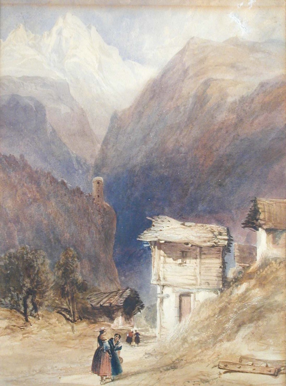Thomas Miles Richardson the Younger (British, 1813-1890) A Swiss Alpine scene watercolour 29 x
