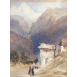 Thomas Miles Richardson the Younger (British, 1813-1890) A Swiss Alpine scene watercolour 29 x