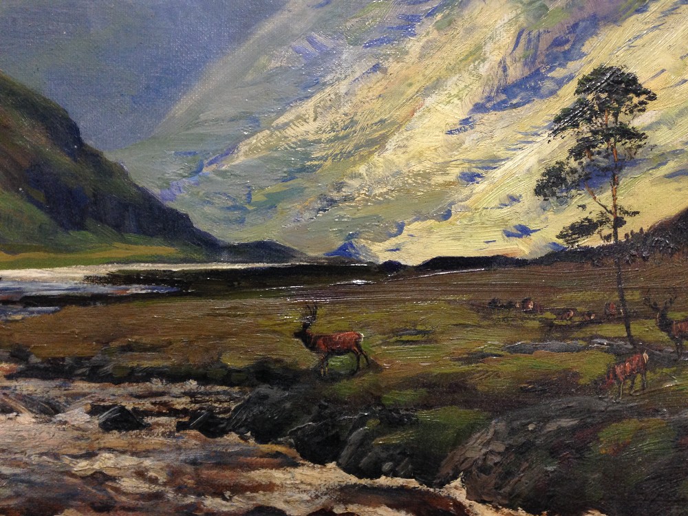 § George Melvin Rennie (Scottish, 1874-1953) Red Deer in the Cairngorms signed lower left "Geo. - Image 3 of 7