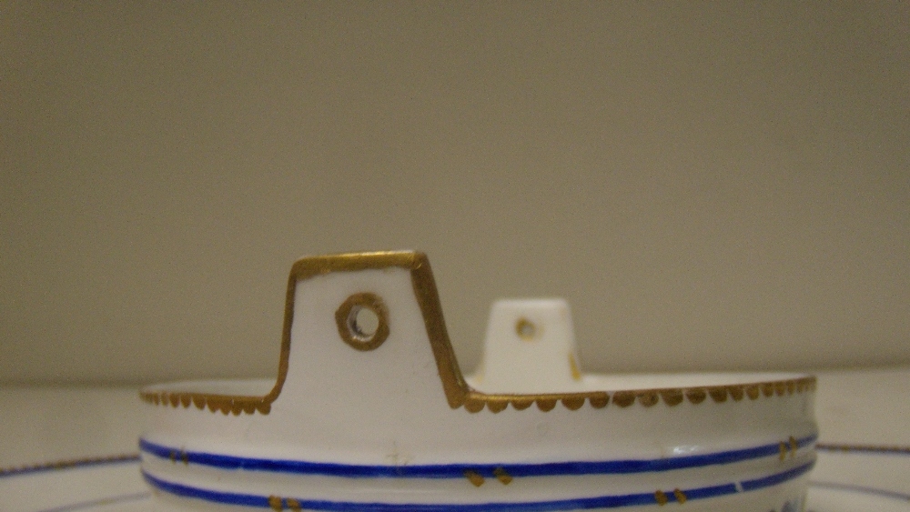 A Sevres butter dish and cover, date letter for 1753, painted by Jean Baptiste Tandart with - Image 2 of 3