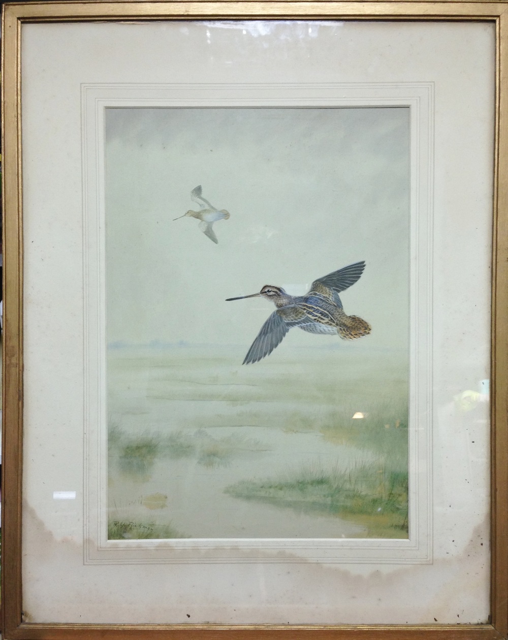 Philip Rickman (British, 1891-1982) Snipe over the marshes signed lower left "Phiip Rickman" and - Image 2 of 8