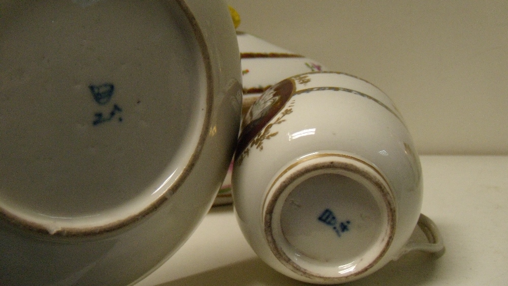 A late 18th/early 19th century Vienna porcelain part coffee service, each painted with grisaille - Image 6 of 7