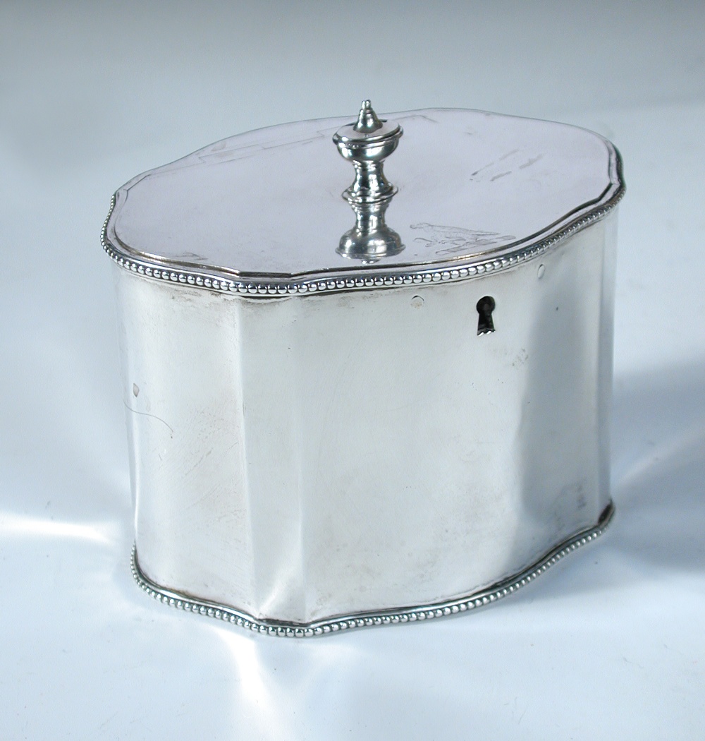 A George III silver tea caddy, by Charles Aldridge & Henry Green, London 1780, the plain