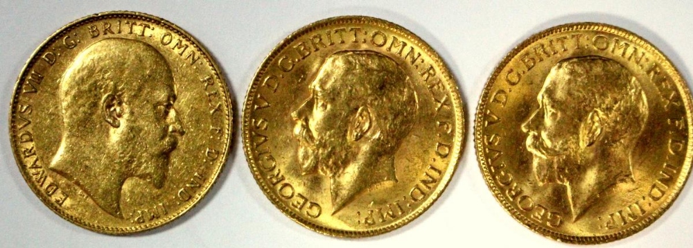 Three gold sovereigns - Edward VII, 1910 & George V, 1911 & 1913 (3) - Image 2 of 2