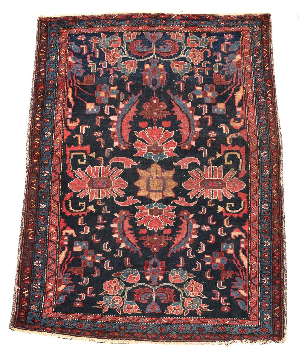 A Hamadan rug, 197 x 136cm (77 x 53in) Good colours, low, but even pile