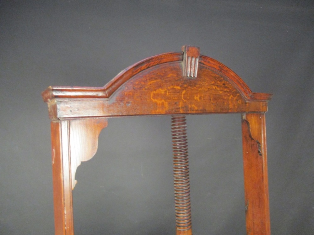 A late 18th century oak Norfolk linen chest, with screw press and later turned wood handles, on - Image 2 of 4