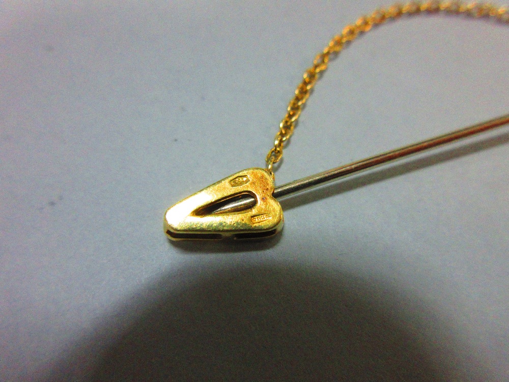 An Italian 18ct gold diamond and gem set jabot pin, the principal end heart shaped and formed by a - Image 4 of 6