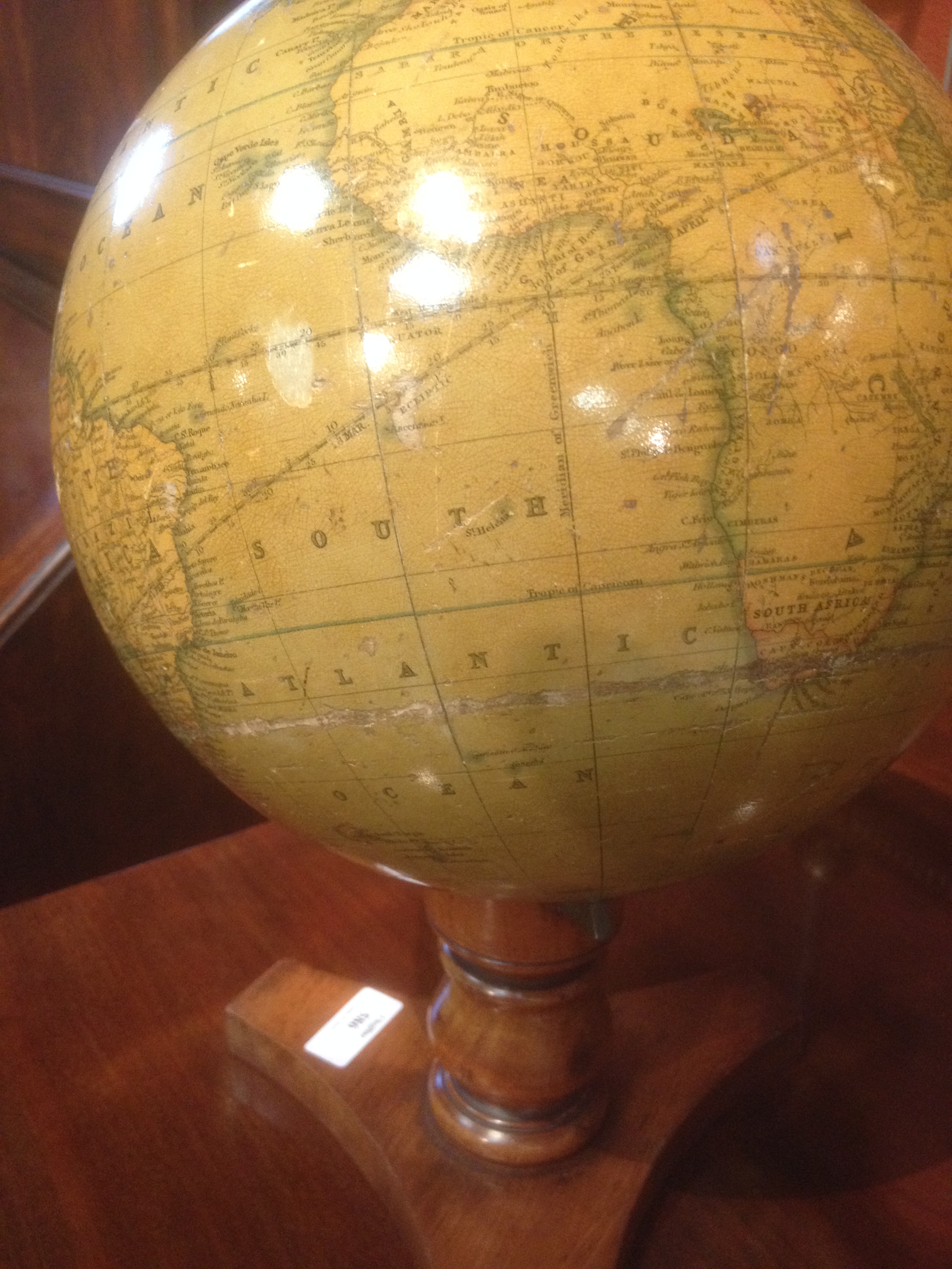 A Thomas Malby 8 inch terrestrial table globe, circa 1848, on a turned walnut tripod base 36cm ( - Image 5 of 5