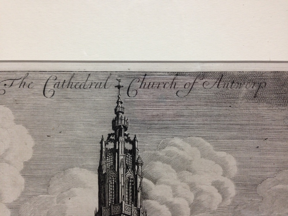 Wenceslaus Hollar (Bohemian, 1607-1677) Antwerp Cathedral 1649 or later, state with text above the - Image 4 of 5