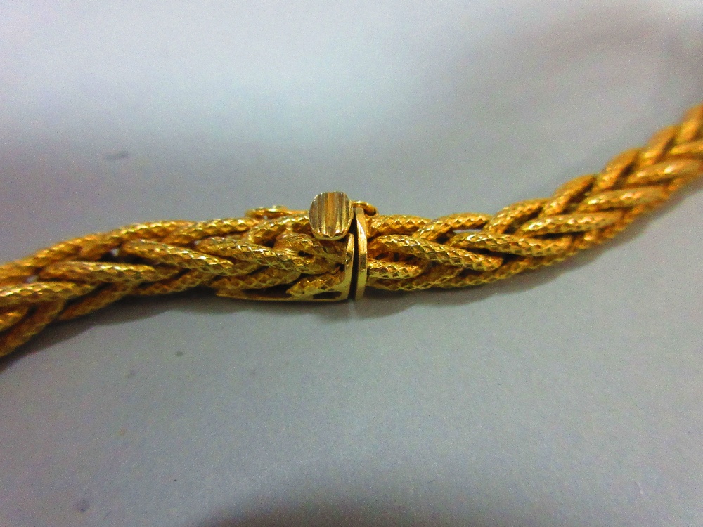 A substantial foxtail link long chain, stamped '750' for 18ct gold, the supple and textured links to - Image 2 of 3