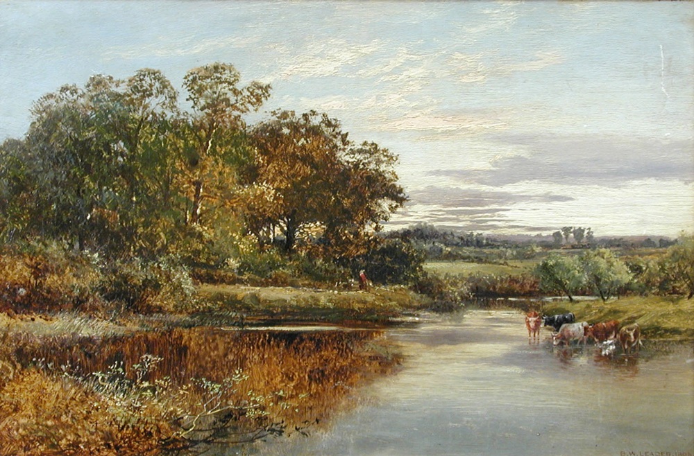 Benjamin Williams Leader (British, 1831-1923) On the Avon, near Mayfair (?) Mill signed lower