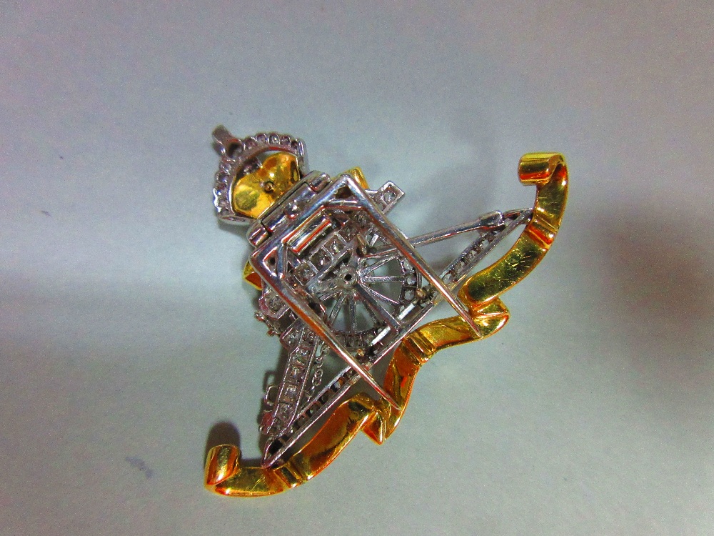 A diamond and enamel regimental brooch for the Royal Artillery, set throughout with round - Image 4 of 4