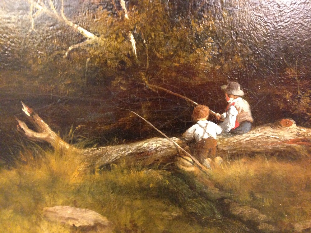 English School (19th Century) Two small boys fishing signed indistinctly lower left oil on canvas 49 - Image 2 of 6