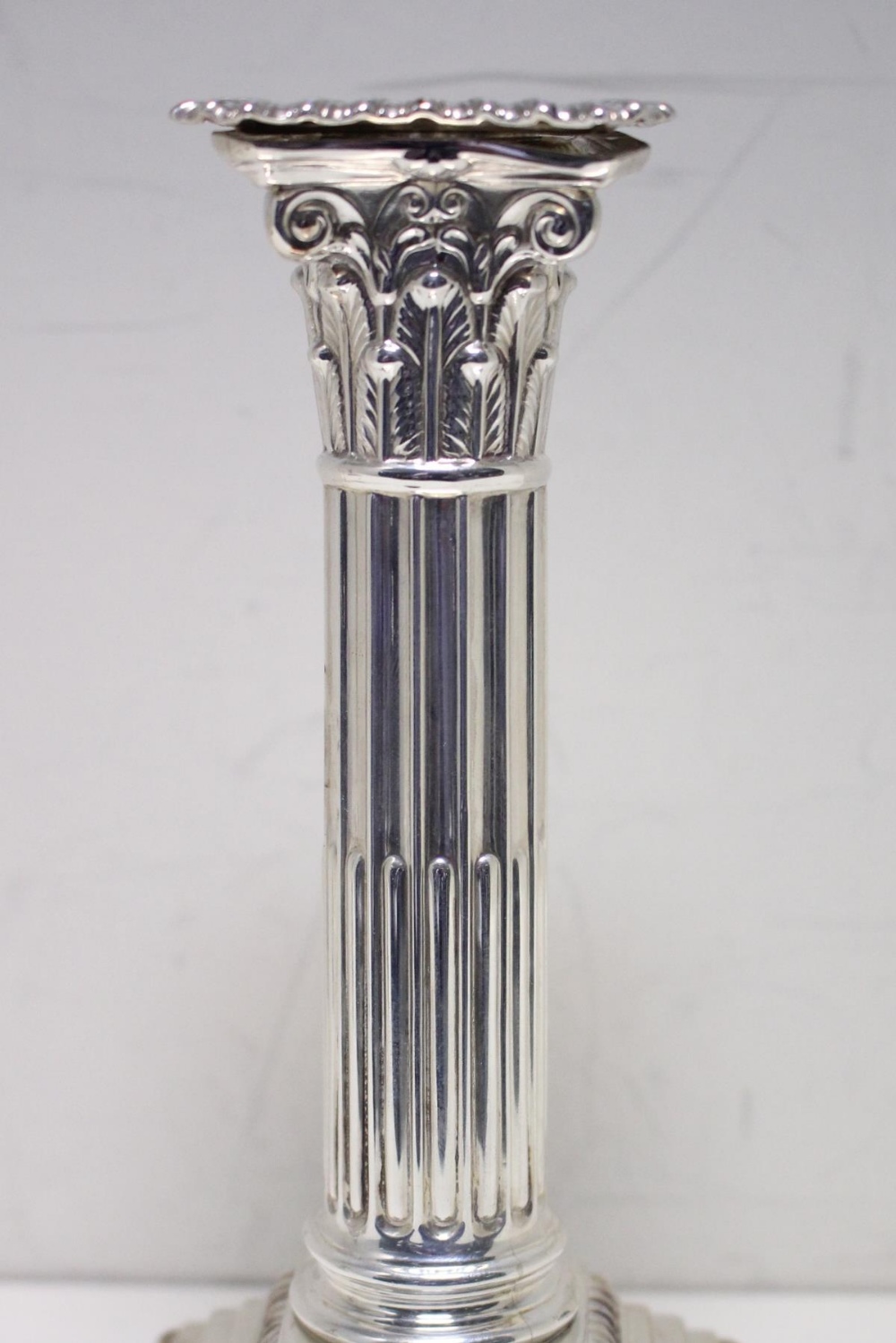 A pair of dwarf silver candlesticks, by James Kebberling Bembridge (Hawksworth, Eyre & Co Ltd), - Image 3 of 5