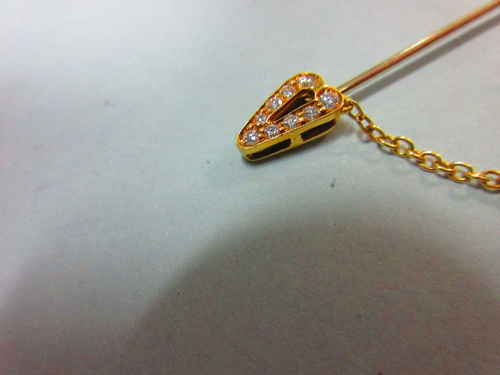 An Italian 18ct gold diamond and gem set jabot pin, the principal end heart shaped and formed by a - Image 3 of 6