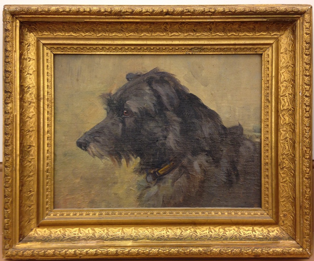 § Agnes Hilda Coates (British, 1877 - 1957) Study of a grey terrier oil on artist's board 21 x - Image 2 of 5