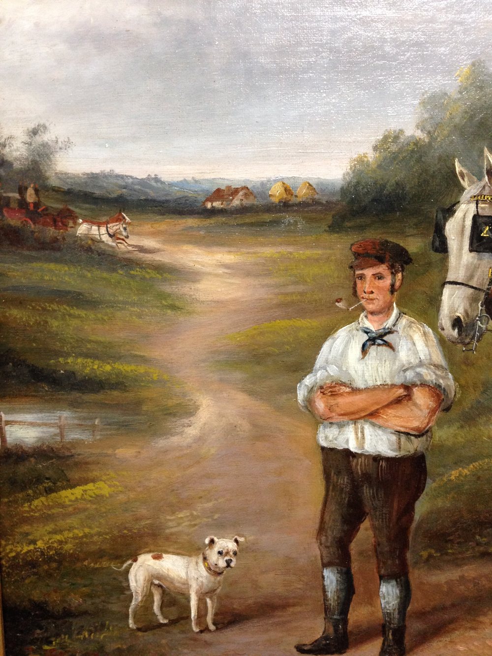 James Clark and Son (British, 1858-1943) A groom with four carriage horses and a terrier outside a - Image 4 of 6