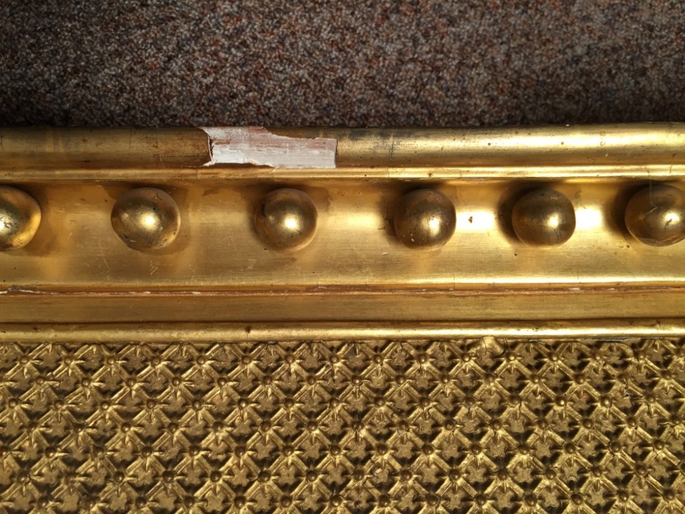 A small Regency gilt framed pier glass, with a ball moulded frieze and cluster moulded column - Image 3 of 4