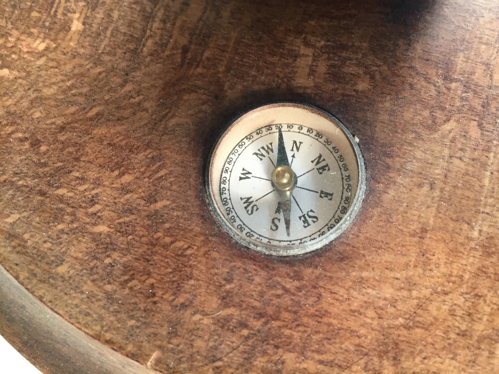 A 1930's terrestrial 12 inch table globe, mounted on a turned wooden base with inset compass 53cm ( - Image 2 of 2