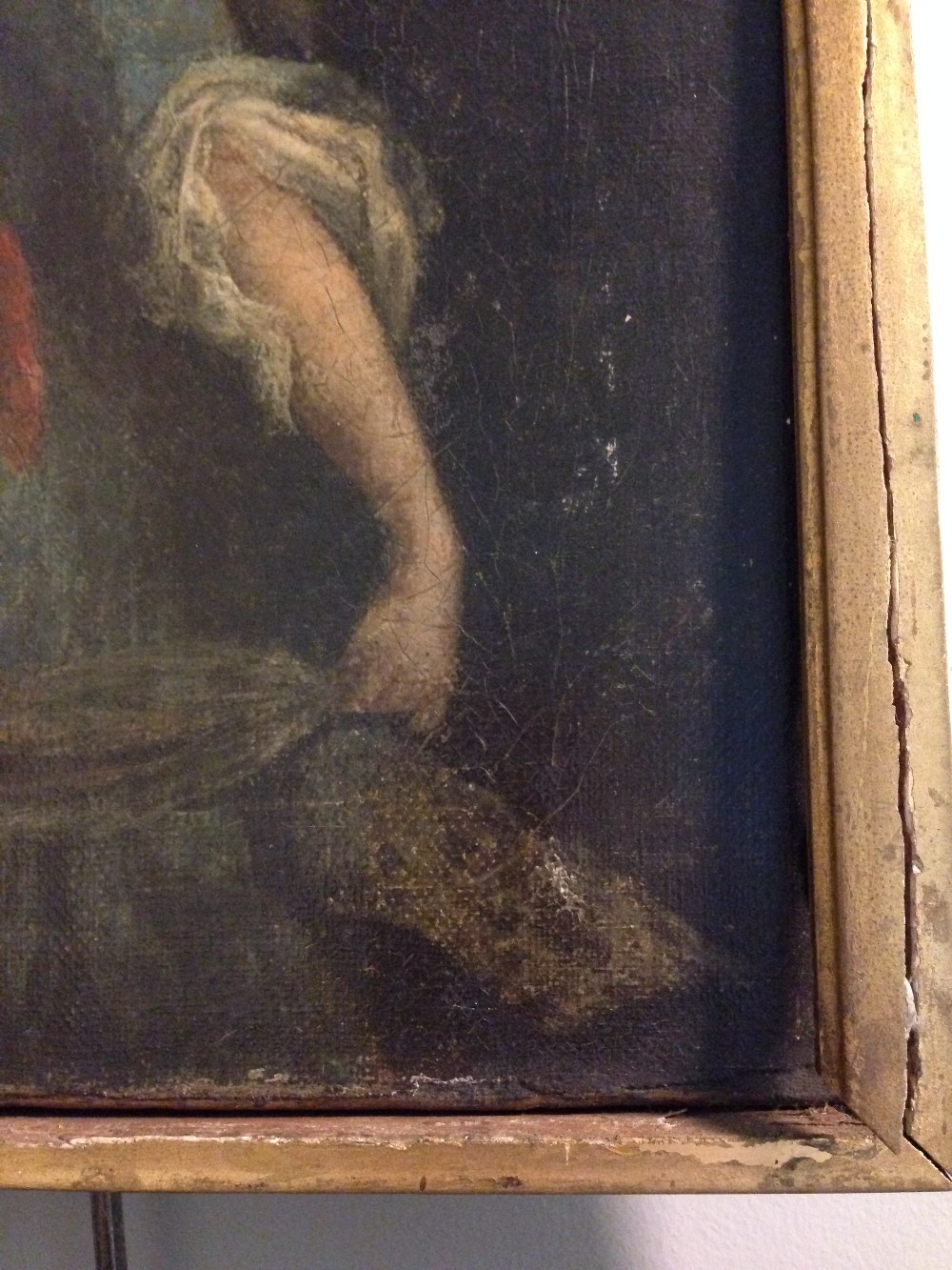 Continental School (circa 1800) A classical maiden with a putto flying over her oil on canvas, in - Image 7 of 8