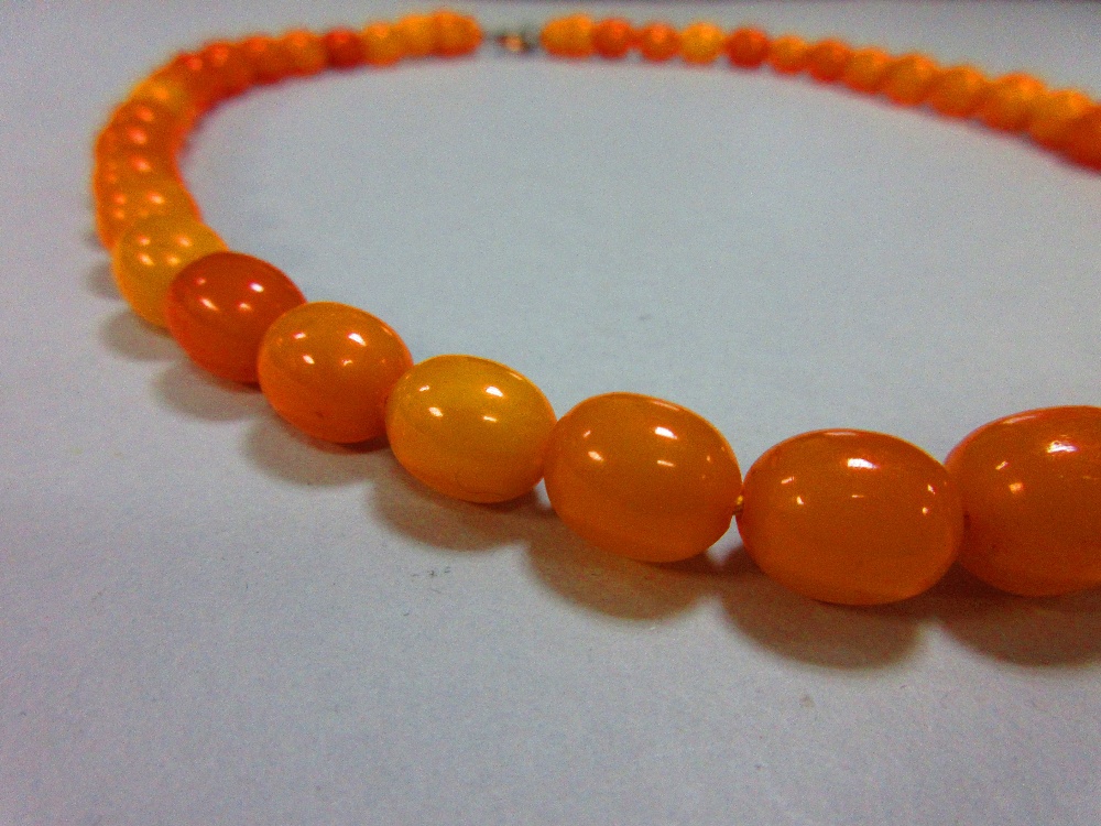 An amber necklace, of graduated oval butterscotch beads, gross weight 18g, length of necklace 42cm - Image 2 of 4