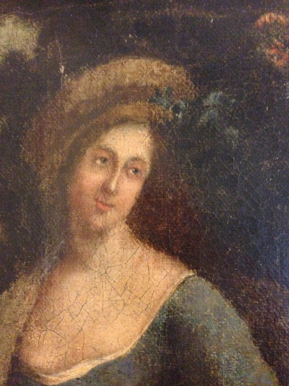 Continental School (circa 1800) A classical maiden with a putto flying over her oil on canvas, in - Image 3 of 8