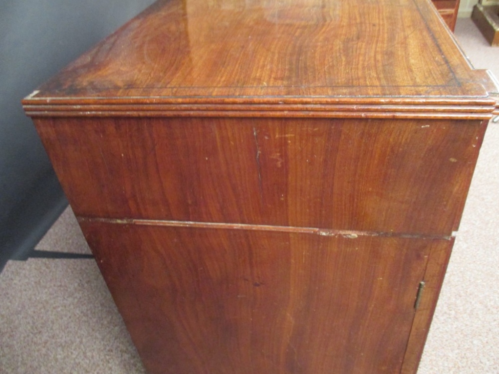 A Regency mahogany breakfront cabinet, fitted central drawers, ebony line border inlays and - Image 5 of 6